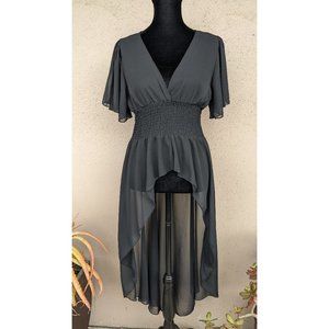 💜NWOT Black Sheer High-Low Blouse